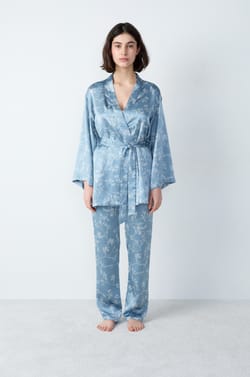 3-Piece Printed Satin Pajamas;${refinementColor}
