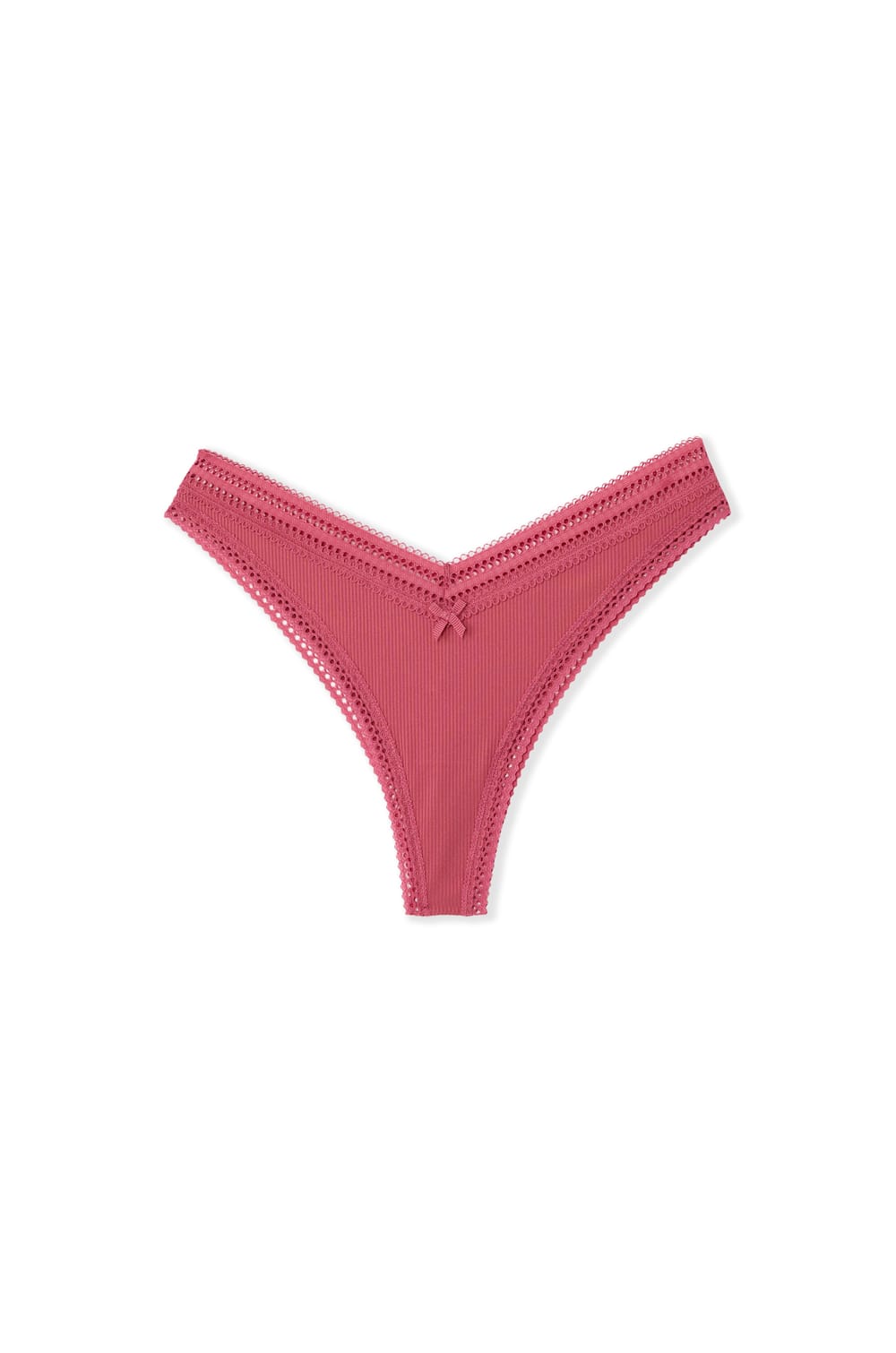 Tanga V-shape en microfibre et dentelle;${refinementColor}