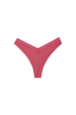 Tanga V-shape en microfibre et dentelle;${refinementColor}