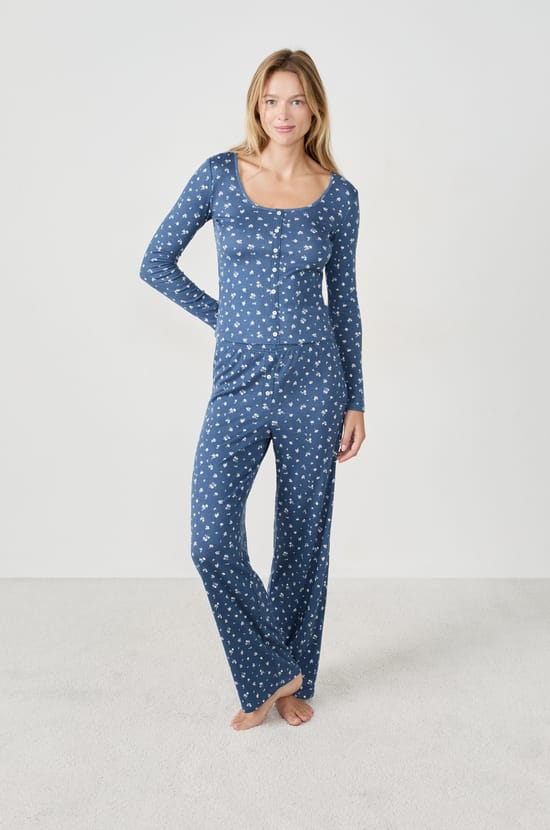 T-shirt de pyjama à fleurs;${refinementColor}