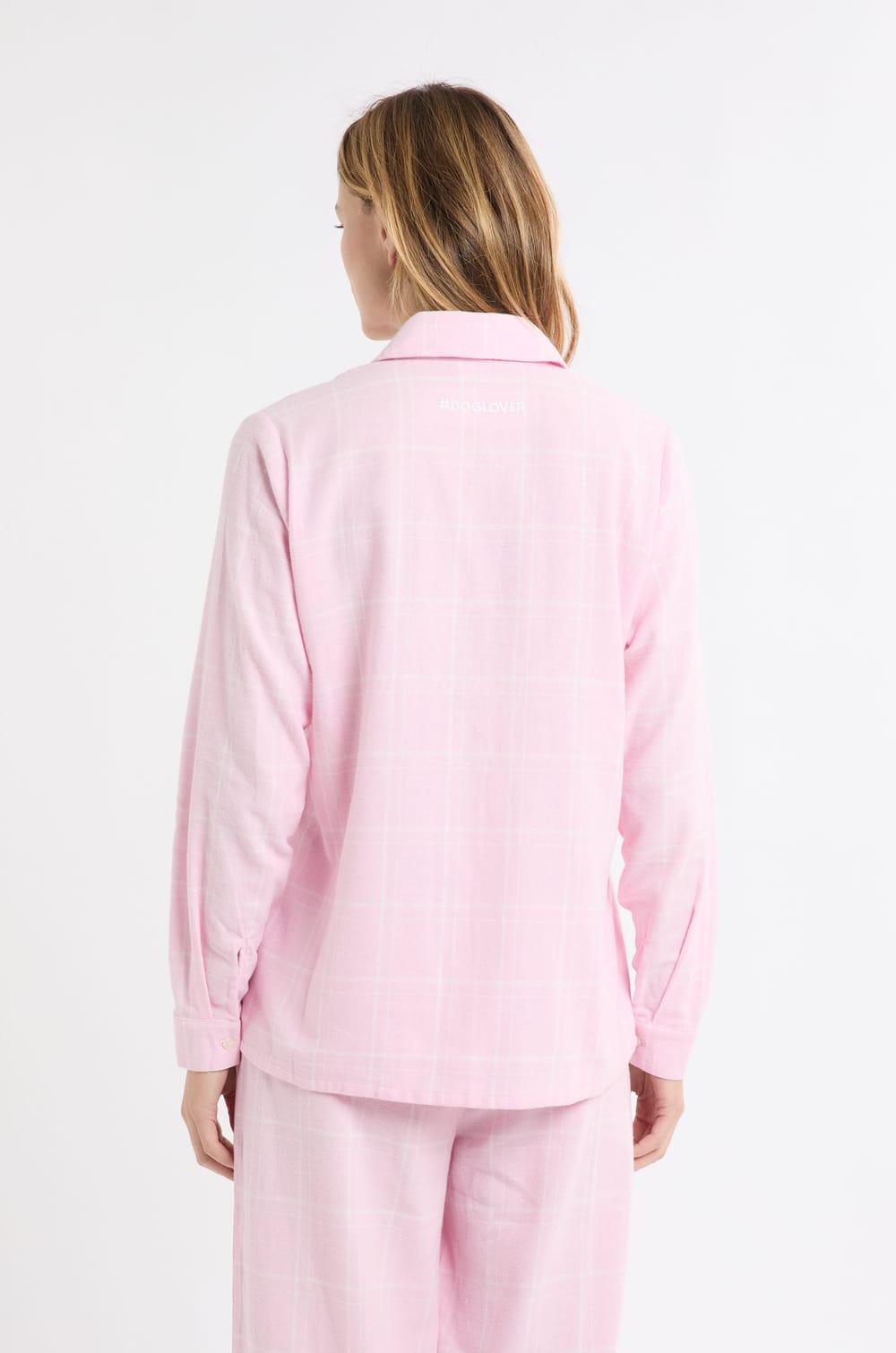 Chemise de pyjama à carreaux à motif chien en coton;${refinementColor}