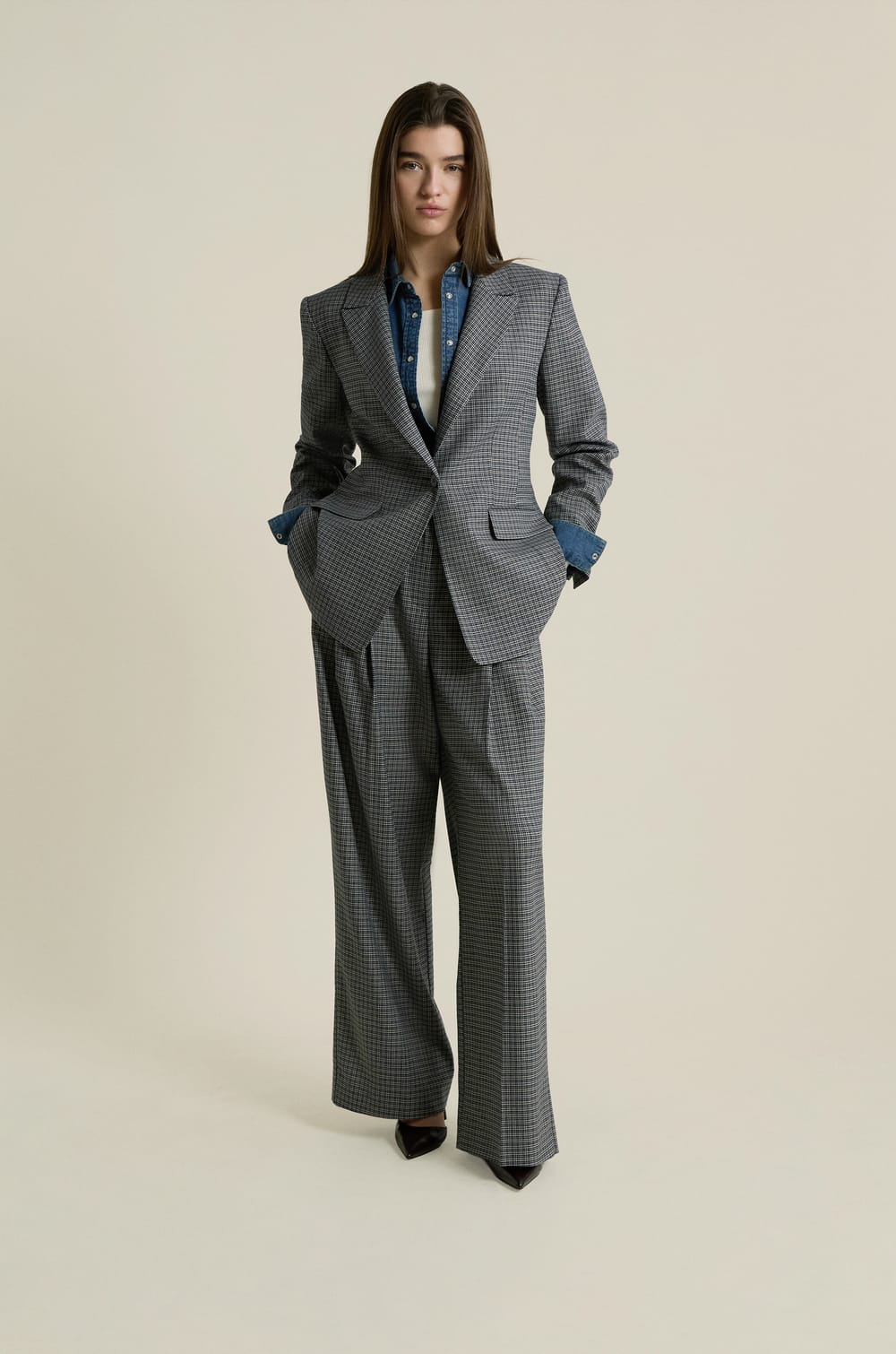 Checked Blazer;${refinementColor}