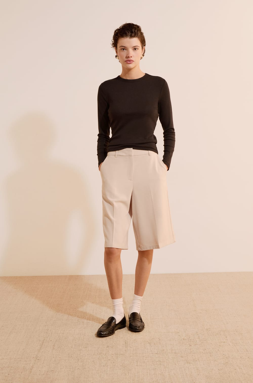 Long-sleeved T-shirt with modal cotton;${refinementColor}