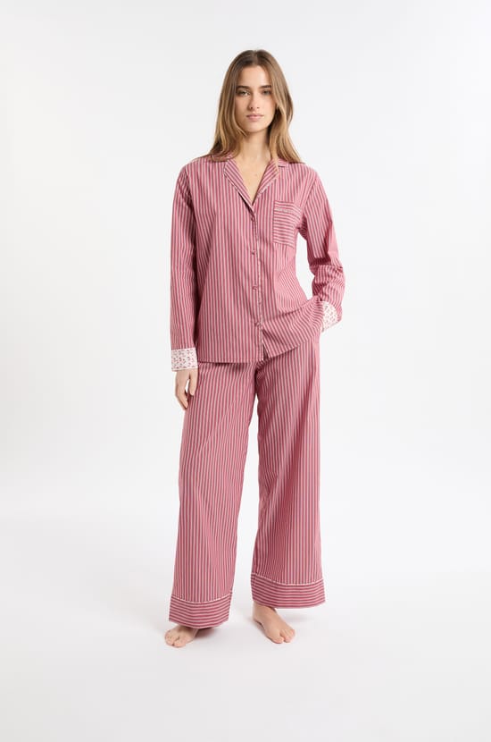 Gestreept katoenen pyjamahemd met &ldquo;cocktail&rdquo;-details;${refinementColor}