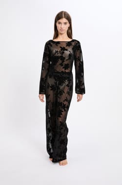 Pantalon de nuit transparent à motif fleurs;${refinementColor}