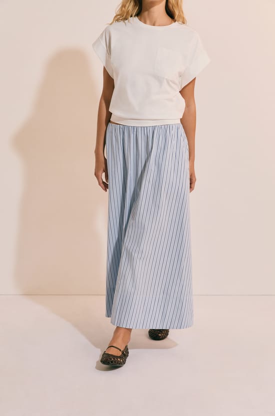 Jupe longue en coton &agrave; rayures;${refinementColor}