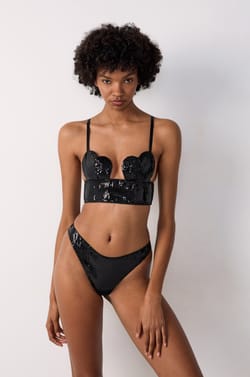 Soutien-gorge bustier coeur coques fines en sequins;${refinementColor}