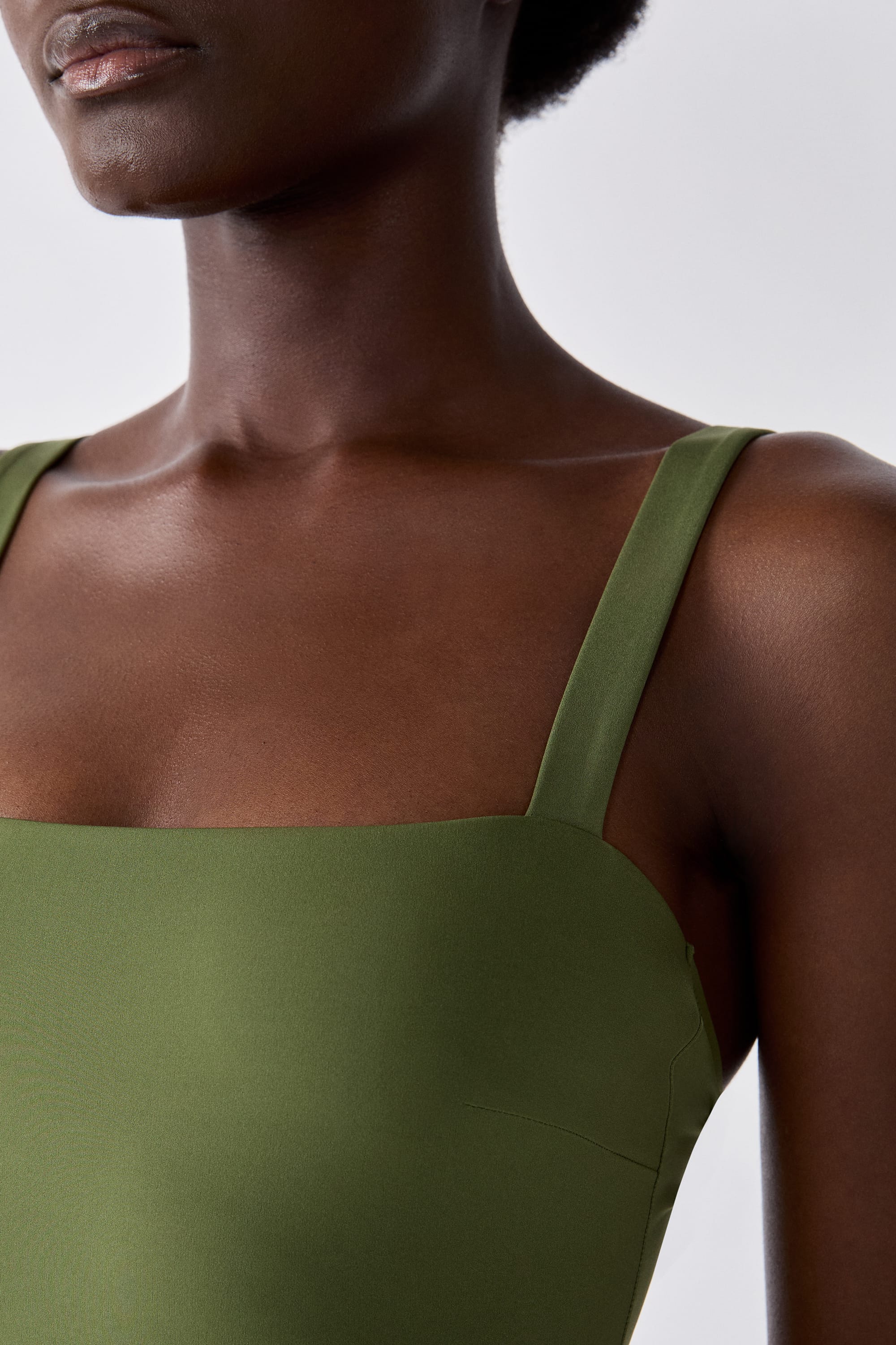 One-Piece Swimsuit with Square Neckline - SCULPT - KAKI - ETAM