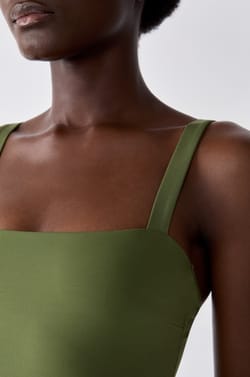 One-Piece Swimsuit with Square Neckline;${refinementColor}