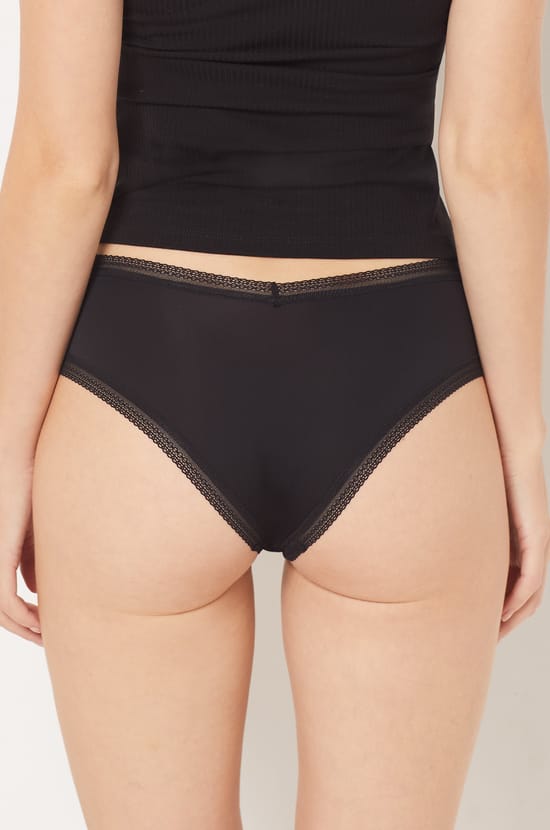 Microfiber and Lace Boyshort;${refinementColor}