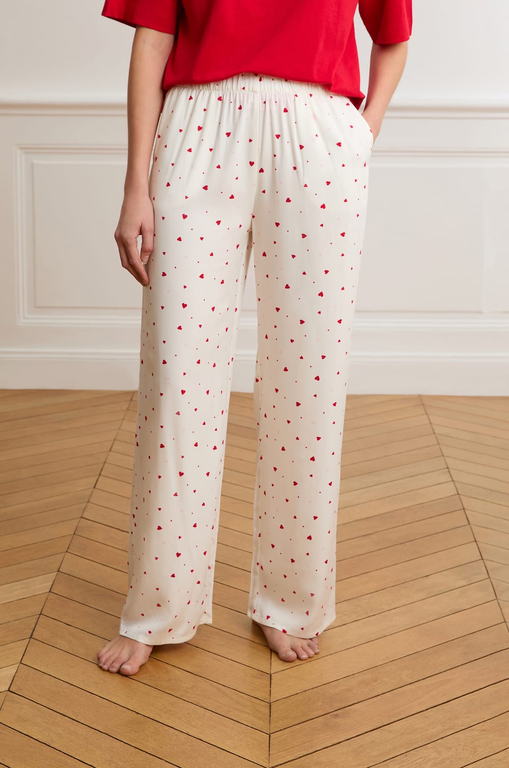 Pajama Pants With Heart Print;${refinementColor}