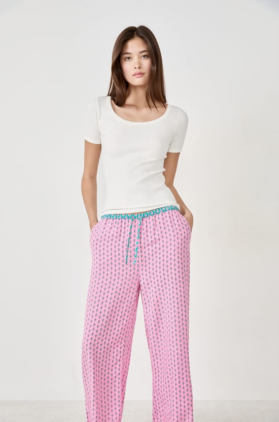 Pantalon de pyjama 7/8 à imprimés;${refinementColor}