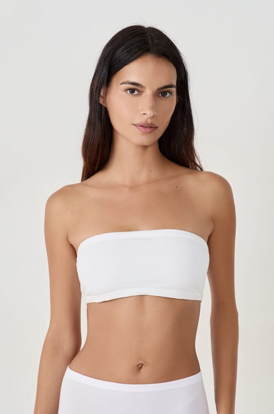 Bandeau sans armatures en coton biologique extensible;${refinementColor}