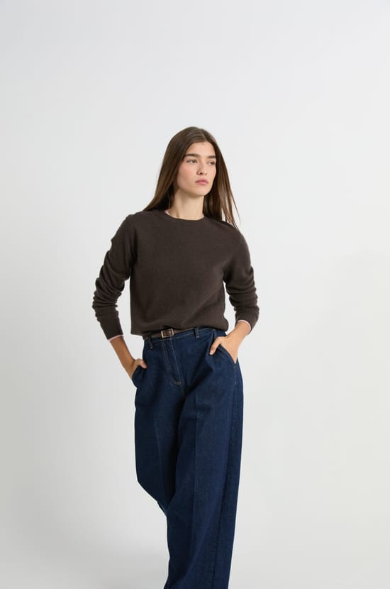 Pull col rond en cachemire;${refinementColor}