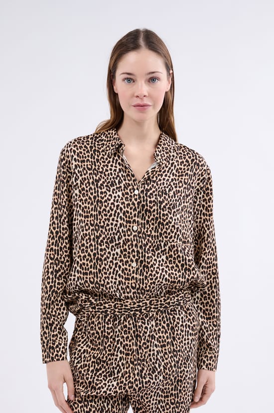 Chemise de pyjama à manches longues à motifs;${refinementColor}
