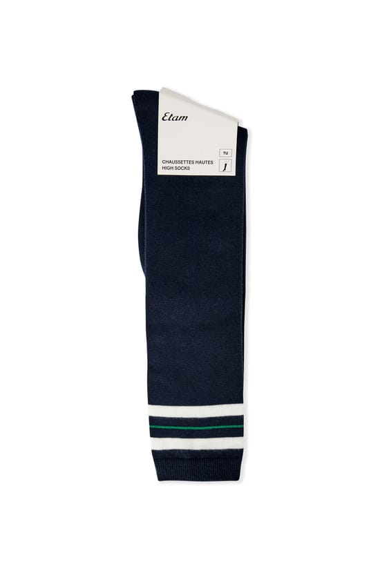 Chaussettes &agrave; d&eacute;tails rayures avec coton;${refinementColor}