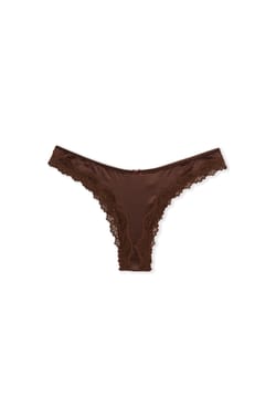 Tanga satin&eacute; avec d&eacute;tails dentelle;${refinementColor}