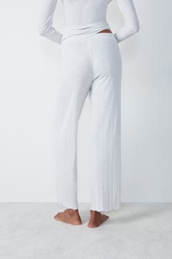 Pantalon de pyjama droit côtelé en coton;${refinementColor}
