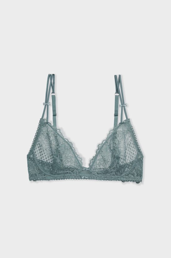 Wireless Lace Triangle Bra;${refinementColor}