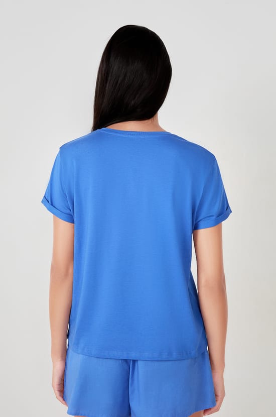 T-shirt de pyjama manches courtes en coton imprimé homard;${refinementColor}