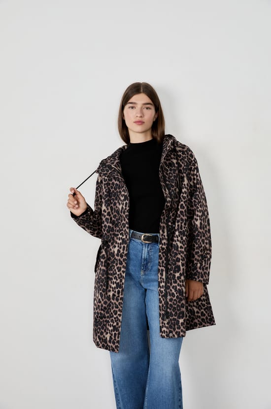 Leopard print parka;${refinementColor}