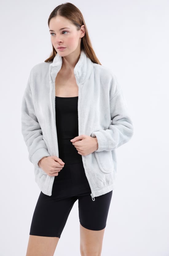 Veste de pyjama &agrave; manches longues effet polaire;${refinementColor}