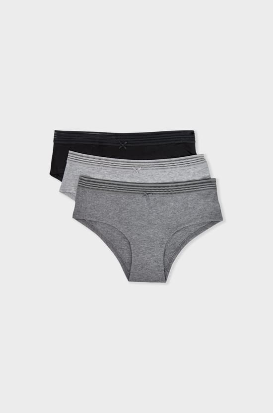 Set de 3 braguitas culotte de algodón y encaje;${refinementColor}