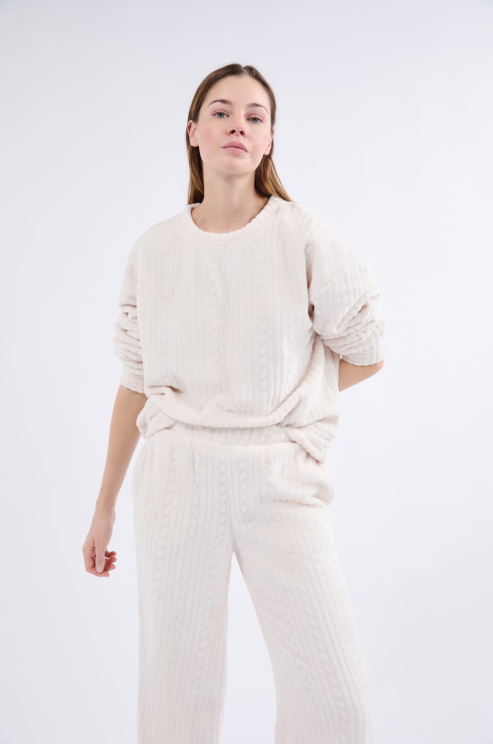 Sweatshirt de pyjama effet velours;${refinementColor}