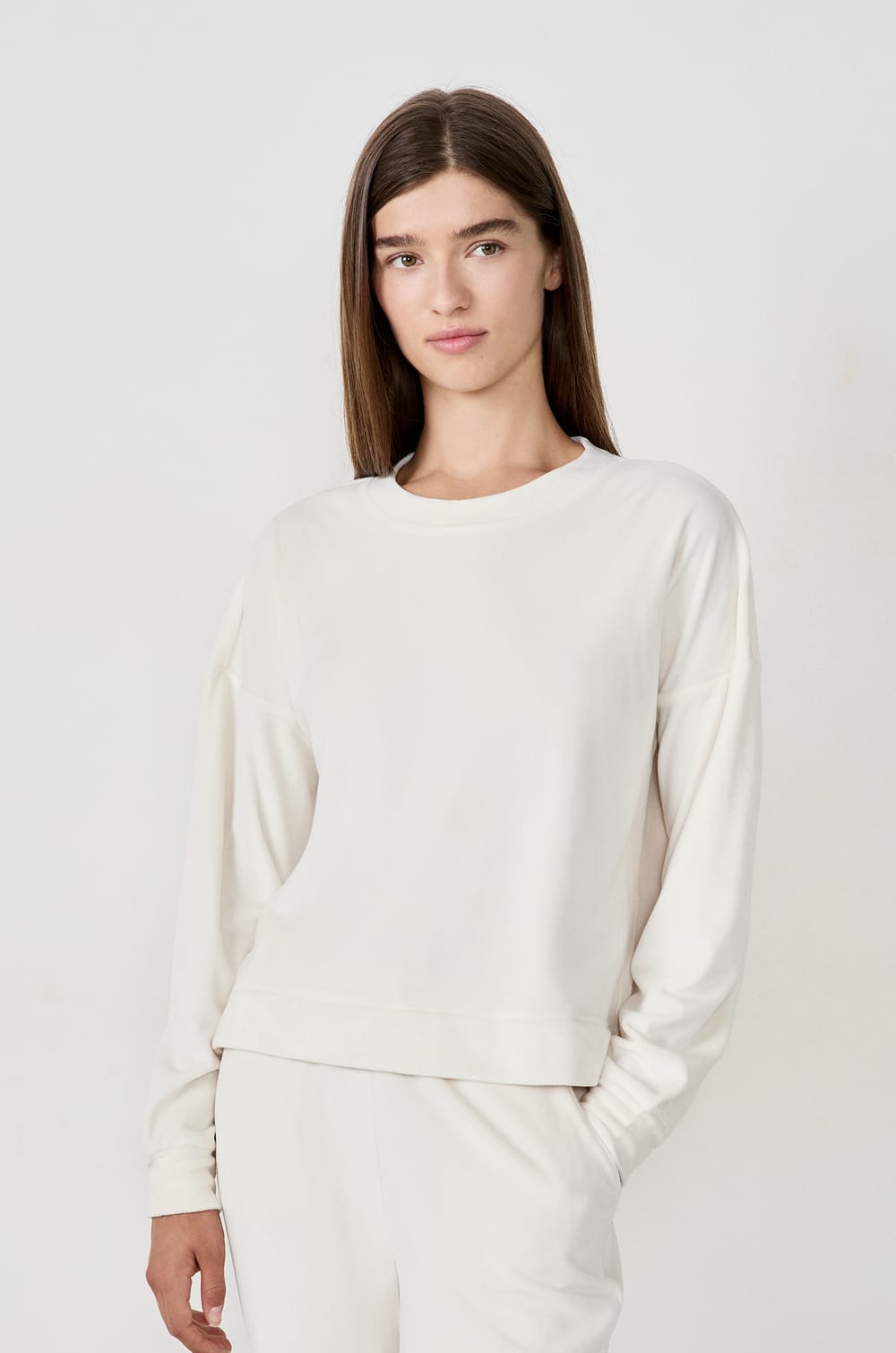 Fluwelen pyjama sweatshirt;${refinementColor}