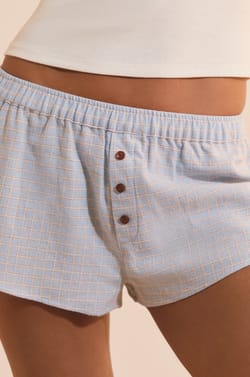 Katoenen pyjamashort met ruitjes;${refinementColor}