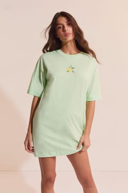 Chemise de nuit en coton &agrave; motif citron;${refinementColor}
