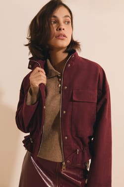 Veste saharienne courte effet su&eacute;dine;${refinementColor}