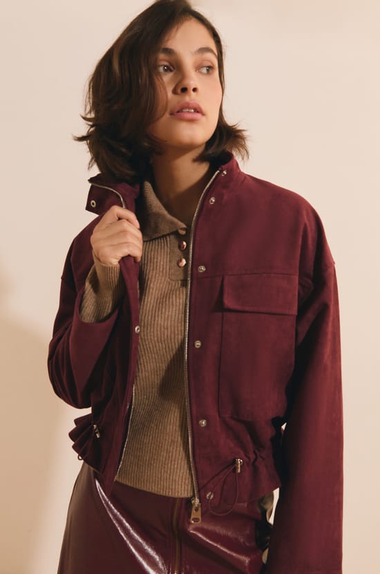 Veste saharienne courte effet su&eacute;dine;${refinementColor}