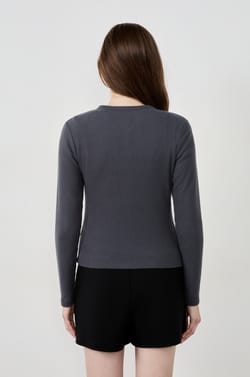 Long-sleeved ribbed cardigan;${refinementColor}