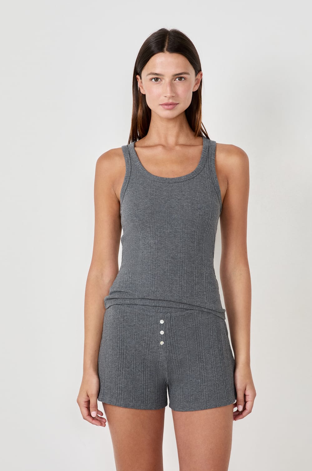 Débardeur côtelé en coton;${refinementColor}