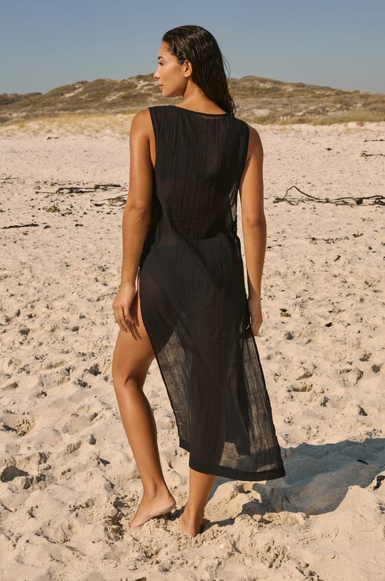 Robe longue en coton avec d&eacute;tail bijou;${refinementColor}