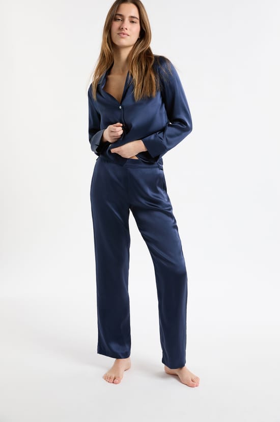 Pantal&oacute;n de pijama de seda;${refinementColor}