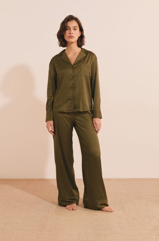 Chemise de pyjama &agrave; rayures;${refinementColor}