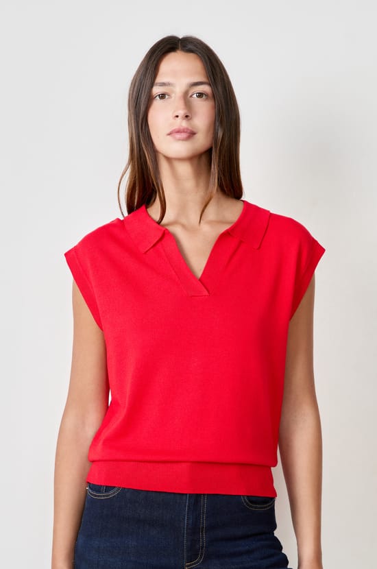 Sleeveless Polo Sweater;${refinementColor}
