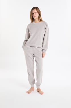 Round Neck Pajama Sweatshirt;${refinementColor}