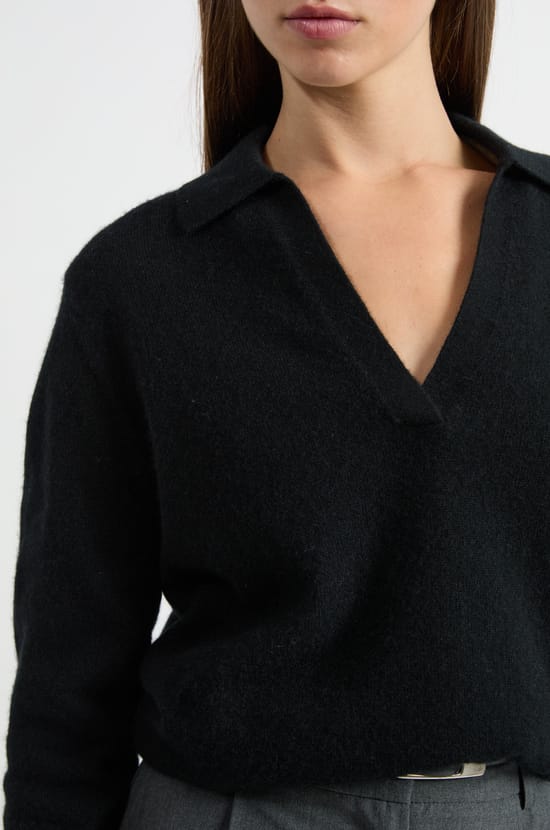 Pull col polo en cachemire;${refinementColor}