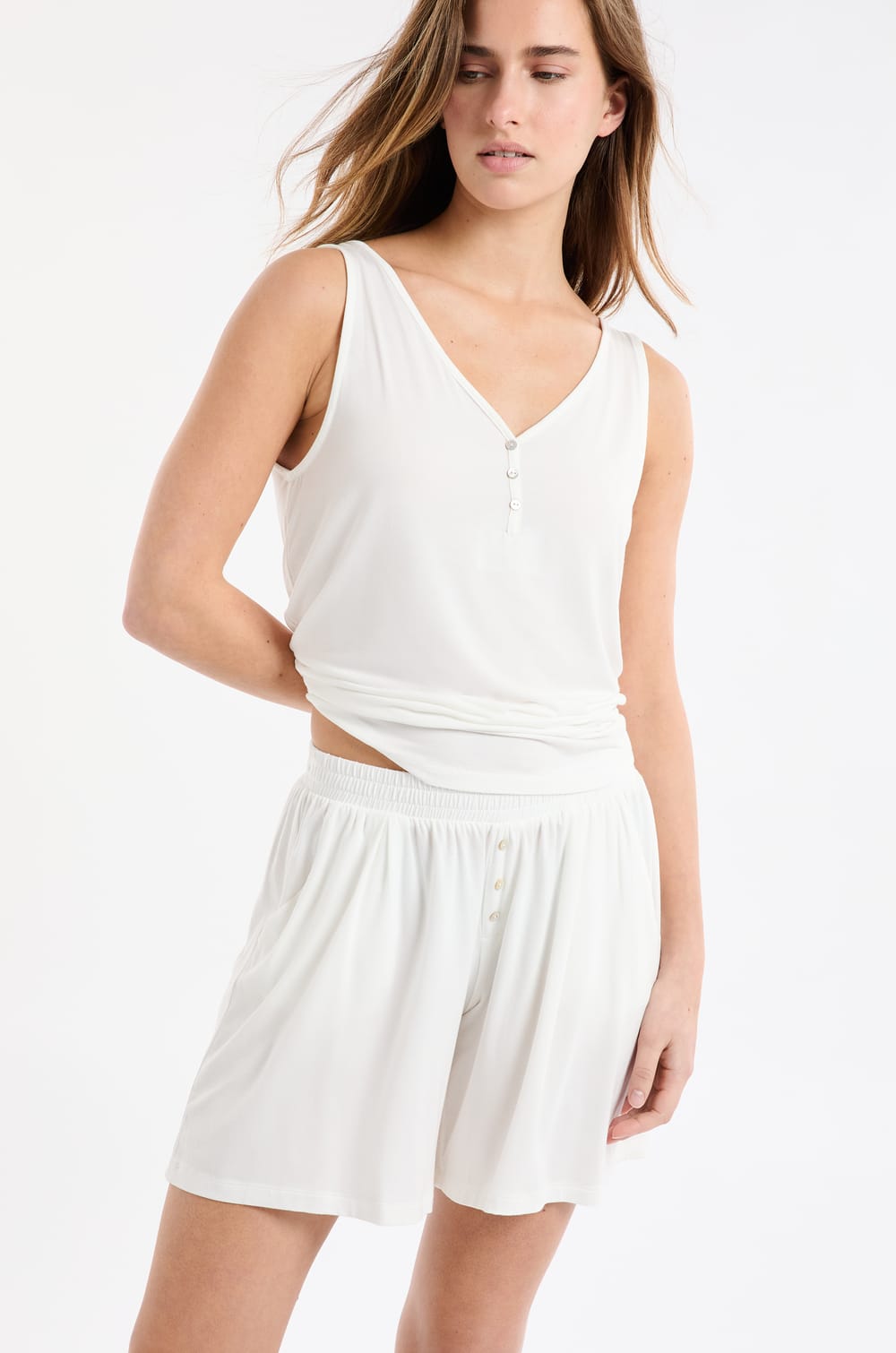 Short de pyjama uni;${refinementColor}