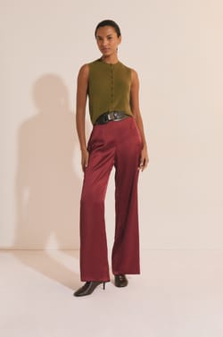 Pantalon droit satin&eacute;;${refinementColor}