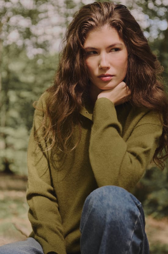 Pull col montant boutonn&eacute; 100% cachemire;${refinementColor}
