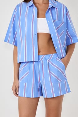 Striped Pajama Shorts;${refinementColor}