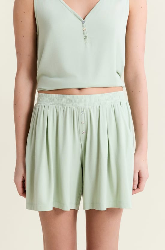 Pantal&oacute;n corto de pijama liso de modal;${refinementColor}