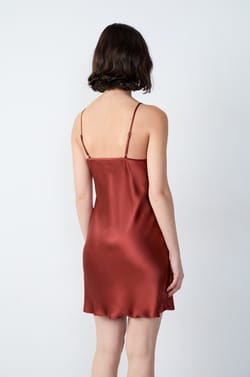 Silk Nightdress With Lace Neckline;${refinementColor}