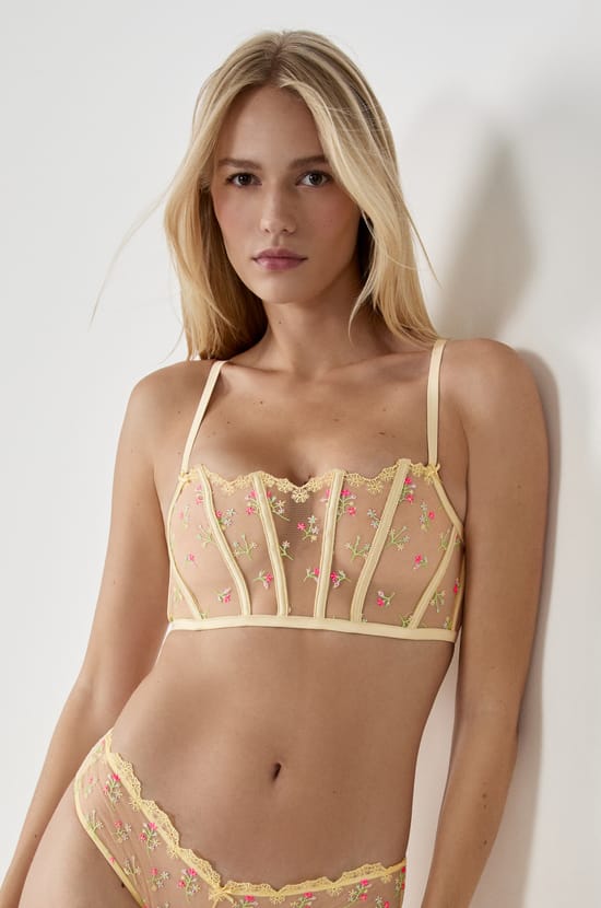 Strapless Bra with Embroidery;${refinementColor}
