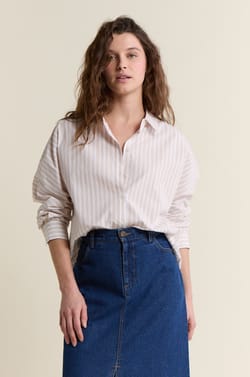 Chemise &agrave; rayures en coton;${refinementColor}