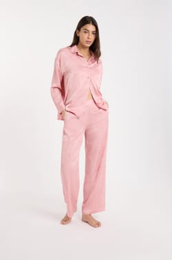 Pantalon de pyjama satin&eacute;;${refinementColor}